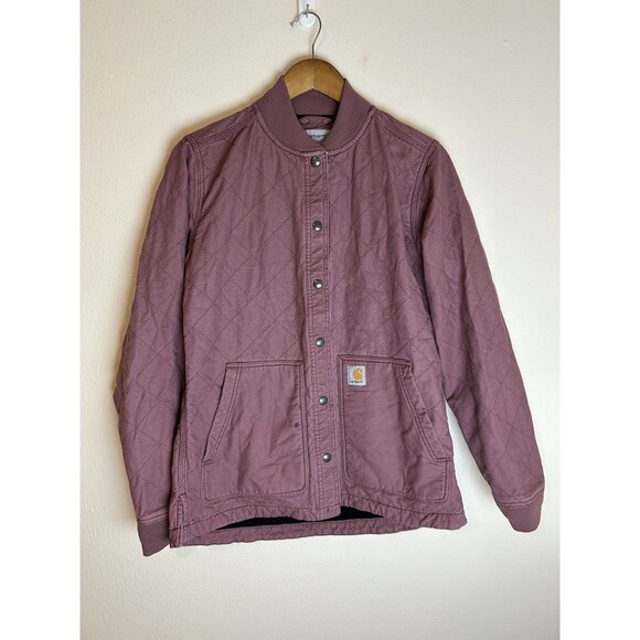 Carhartt Rugged Flex Jacket xs Women Quilted Purple Canvas Work Chore - Picture 1 of 4